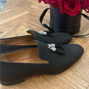 Christian Louboutin Black Loafers with Silver Accents